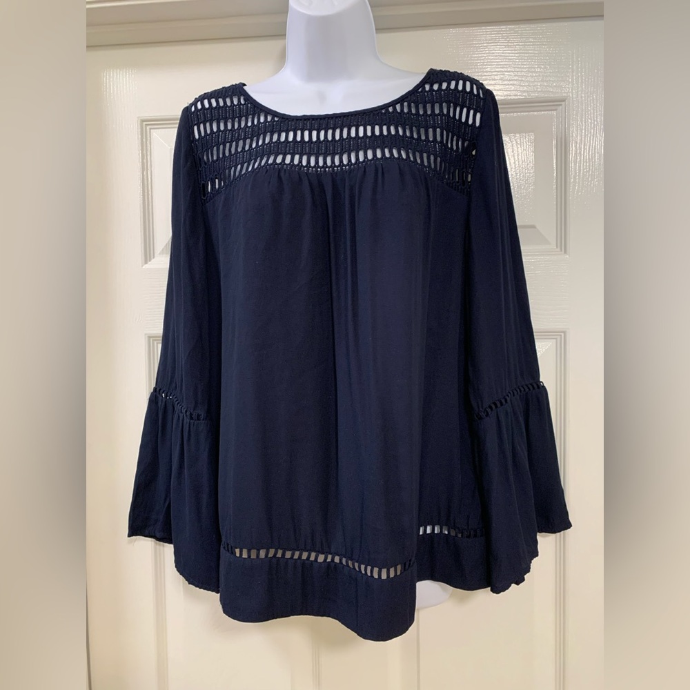 Loft navy blue boho shirt